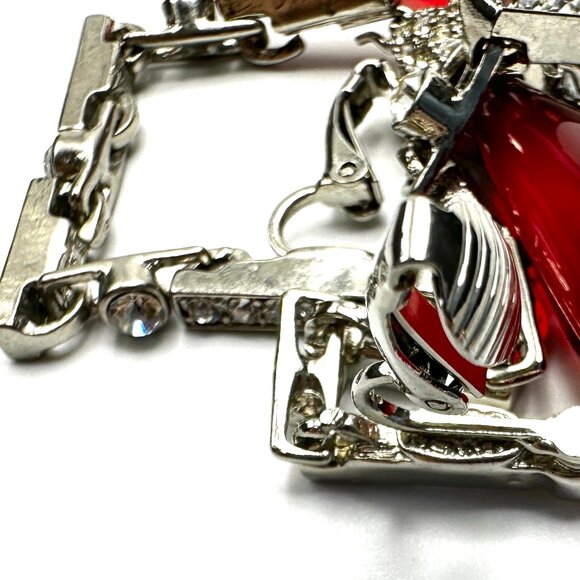 Vintage 1980s Kenneth Jay Lane Ruby Red Teardrop Earrings—Art Deco Revival — EUC - Picture 7 of 8